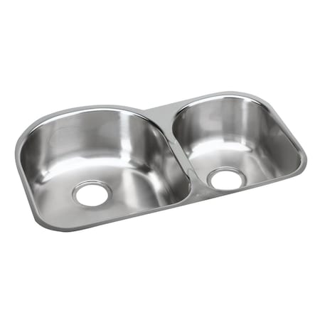 Elkay Stainless Steel 31-1/4 X 20 X 10 Offset 60/40 Double Bowl Undermount Sink EGUH311910R